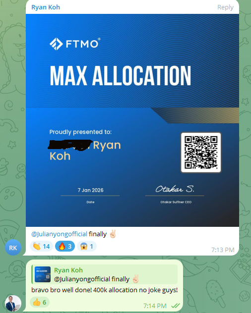 Ryan Koh — FTMO Max Allocation $400K