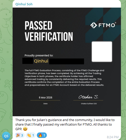 Qinhui Soh — FTMO Passed Verification