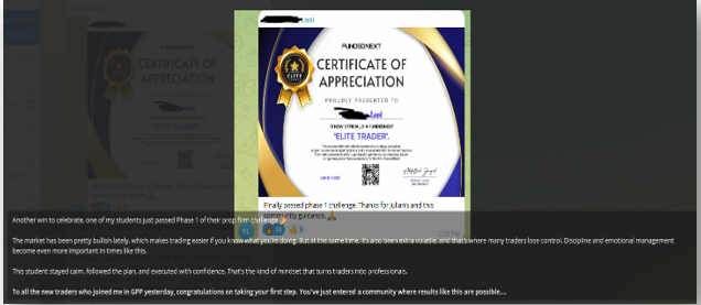 FundedNext Elite Trader Certificate